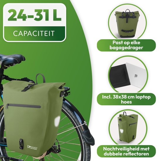 Ekostar online shopping - 2in1 Fietstas - Waterdicht - Duurzaam - TPU - Olijf Groen - Fietstas enkele - Fietstassen electrische fietsen van Ekostar — afbeelding 5