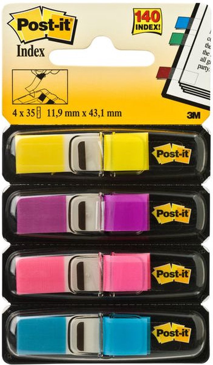 Indextabs 3m post-it 683 11.9x43.2mm 4 kleuren | 6 stuks