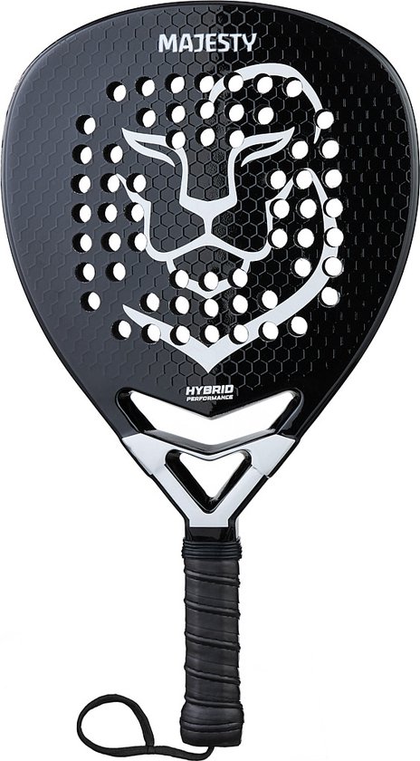 Majesty Padel Royal Silver Padel Racket Inclusief Polskoord, Diamant Vorm, 3D Blad, Shock Absorption Core, 12K Carbon, Padel Racket, Grote Sweet Spot, Slim Gaten Systeem: Controle en Comfort
