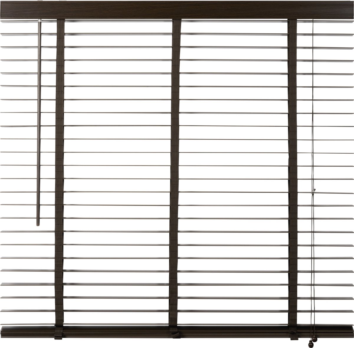 Houten Jaloezie Bruin - 140x130 cm (BxH) - Raamdecoratie - Lamelbreedte 50 mm - inc. Bedieningskoord en Draaistang - Eenvoudig op maat maken en monteren