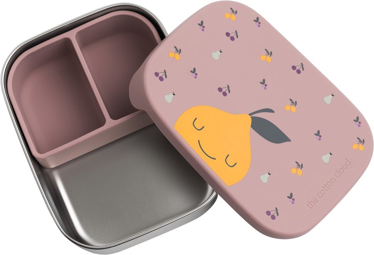 The Cotton Cloud lunchbox rvs met siliconen deksel fruity