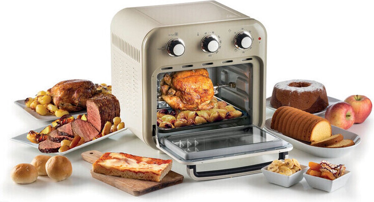 Afbeelding 3 van Ariete 4632/03 Vintage Airfryer & Oven - 16 liter - 1400 Watt - timer - draaispit - roterende mand - beige