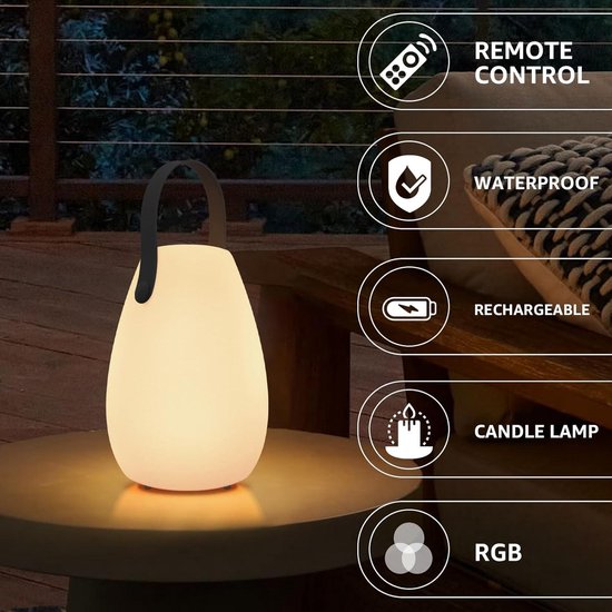 GGNOO Dimbare LED-batterij bureaulamp, 8 kleuren RGB, touch bediening