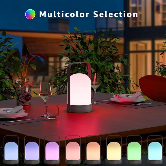 2-in-1 Tafellamp op Zonne-energie en USB-oplaadbaar - Dimbaar Warm Wit en RGB Met Afstandsbediening, IP44 Waterdichte Accu voor Buiten
