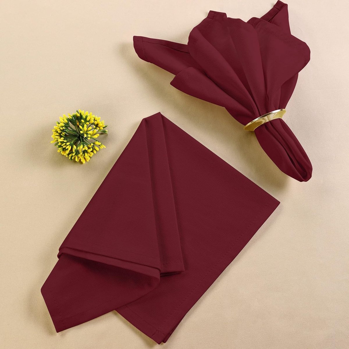 Kitchen Set van 12 stoffen servetten (45,7 x 45,7 cm), van katoen (bordeaux)