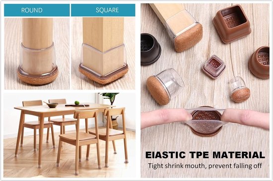 Castor Cups 16 stks/set Vierkante Siliconen Stoel Been Caps Demper Antislip Duurzame Voeten Pads Floor Protector Wit Grijs Bruin Nuttige Stoel Been Pad Meubels Cups (Kleur: Grijs, Maat: L