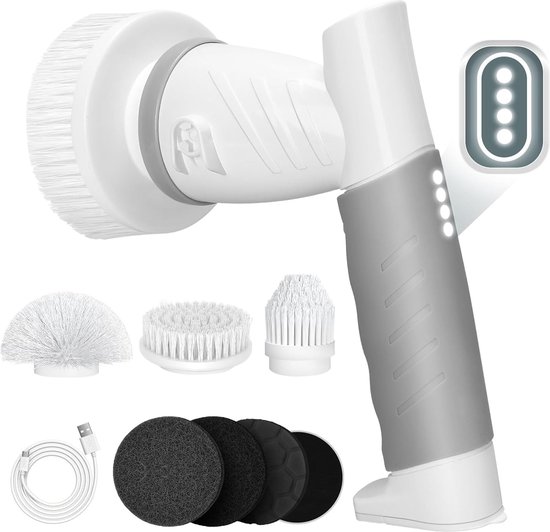OBEST Electric Elektrische reinigingsborstel, 360 graden draaiende scrubber, draadloos, elektrische borstel met 3 verwisselbare boorborstelkoppen, reinigingsborstel voor dieptereiniging van tegels