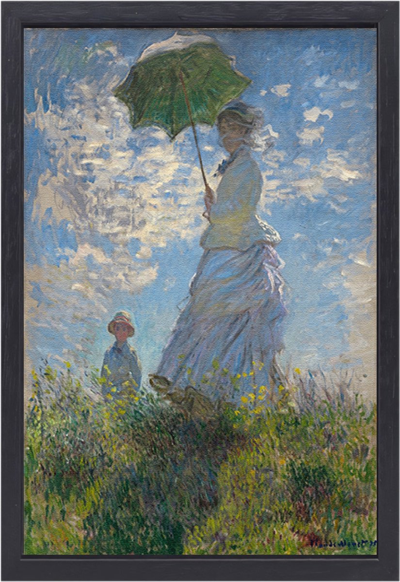 Vrouw met een parasol - Claude Monet schilderijen - Parasol portret - Canvas schilderij Ob