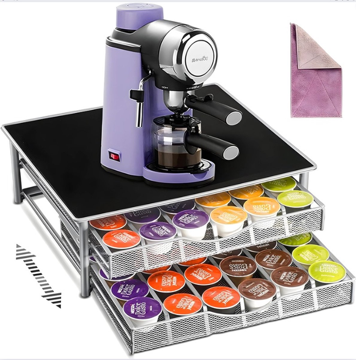Capsulehouder Capsuledispenser Koffiepad Houder Koffiecapsulehouder 2 Lagen Voor 72 capsules