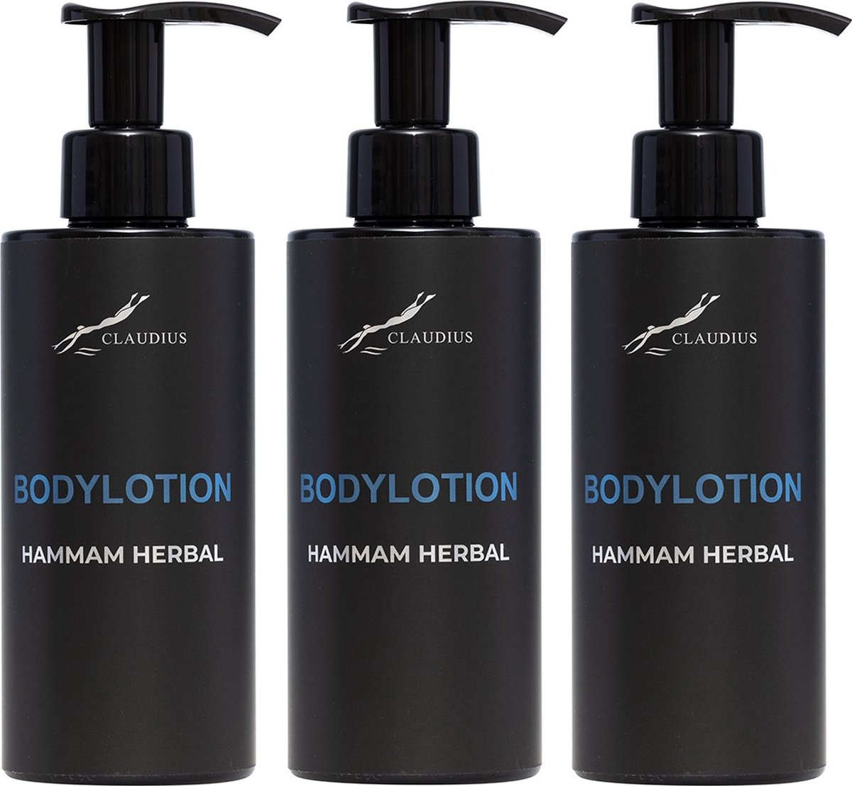 Goedkoopste Bodylotion Hammam Herbal 300 ml - met pomp - zwarte fles - set van 3 stuks - Voordeelverpakking