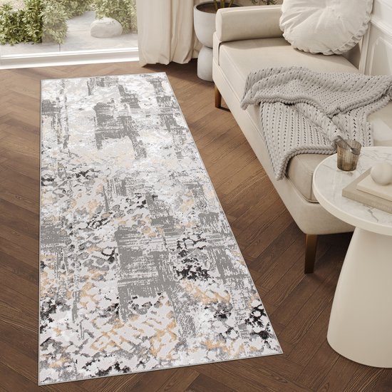 Tapiso Crystal Runner Carpet Runner Tapis Gris Clair Moderne à Poils Courts Taille - 70x100