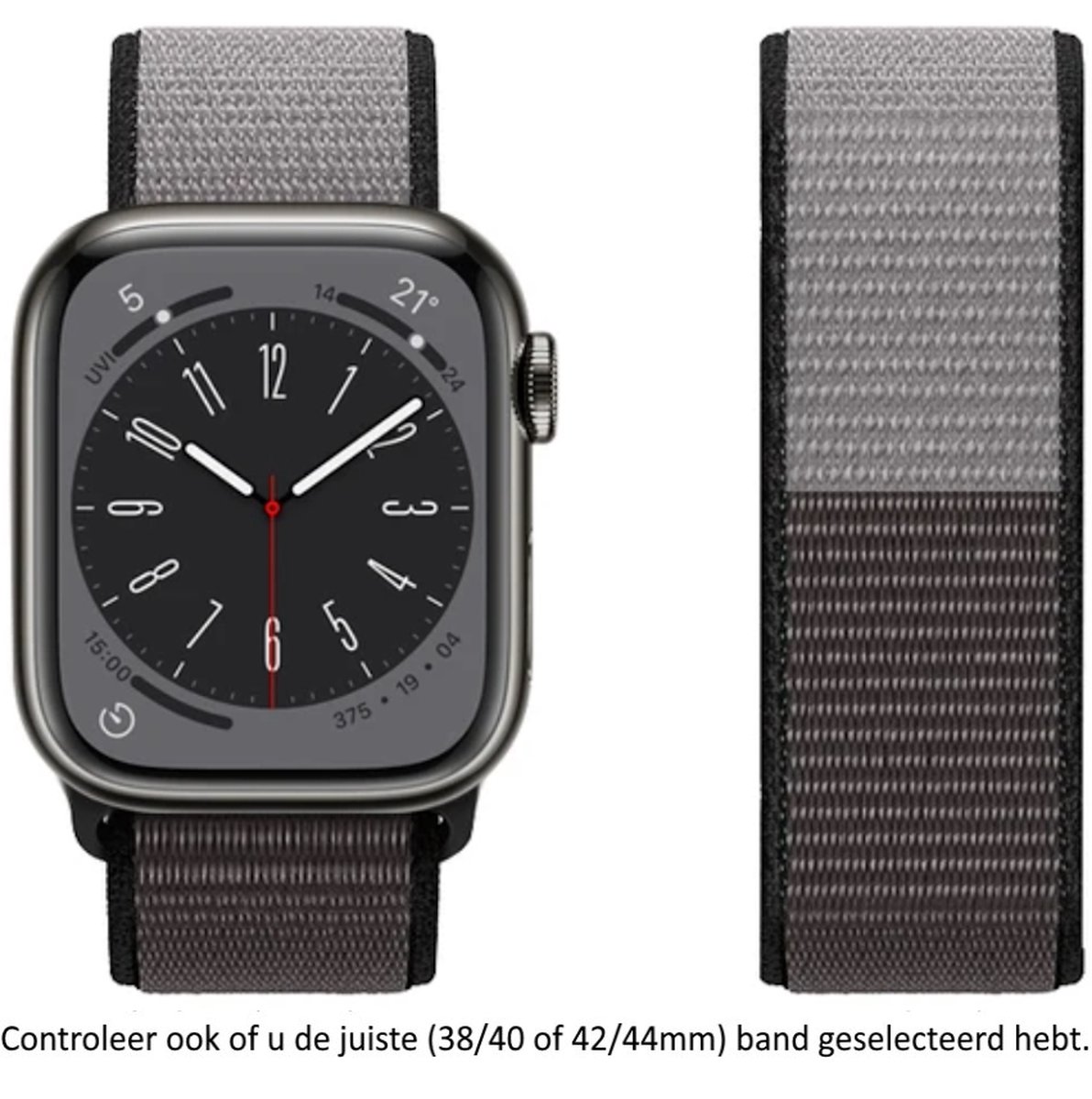 3 Kleurige (donker)Grijze Nylon Horlogeband geschikt voor Apple Watch 1, 2, 3, 4, 5, 6, 7, 8, SE, 42mm, 44mm 45mm "Mannenbreedte" Series Zacht Geweven Nylon 42 mm, 44 mm en 45 mm - grey - Maat: zie maatfoto - Watch Band