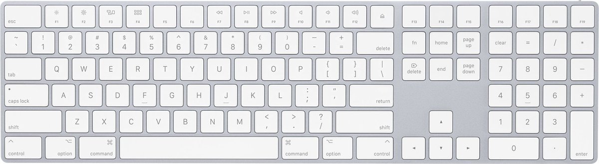 Apple Magic Keyboard with Numeric Keypad - Toetsenbord - Bluetooth - zilver - voor 10.2-inch iPad; 10.5-inch iPad Air; iPad mini 5; iPhone 11, XR, XS, XS Max