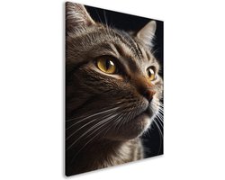 Kat wanddecoratie - Dieren schilderij - Muurdecoratie Vacht - Wanddecoratie modern - Canvas schilderijen - Slaapkamer decoratie canvas 40x60 cm