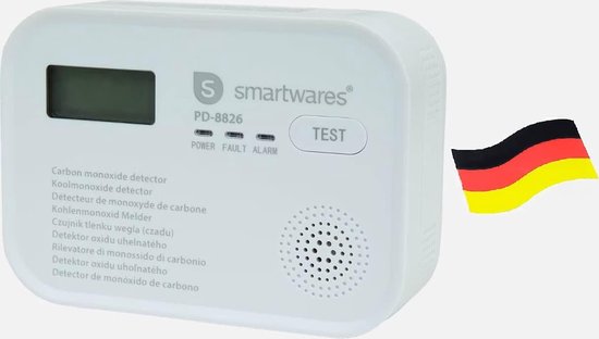 Gedsffati koolmonoxidemelder Detector met Plug voor Thuis, Koolmonoxide Alarm, CO Detector Temperatuurslag Vochtigheid, met Groot Kleurenscherm, Wit, HD08
