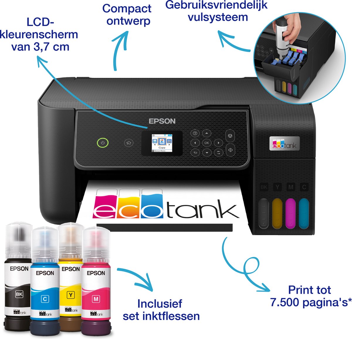Epson EcoTank ET-2871 - All-in-One Inkttank Printer - Zwart — afbeelding 2