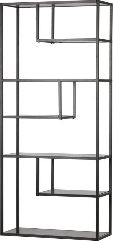 WOOOD Teun Vakkenkast - Metaal - Zwart - 188x85x35