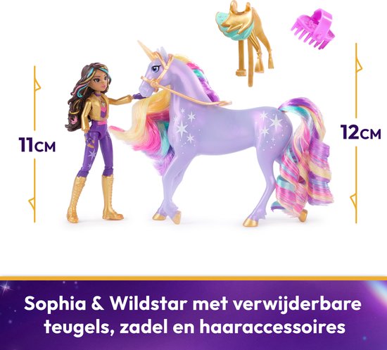 Unicorn Academy - Pop Sophia & Eenhoorn Wildstar - met 2 rijaccessoires en borstel - Speelfigurenset van Mattel — afbeelding 5