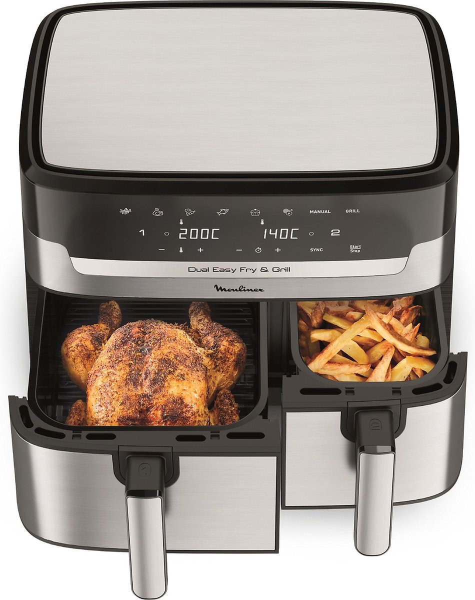 Afbeelding 2 van Moulinex Dual Easy Fry & Grill EZ905D20 - Airfryer - 8,3 L - Stainless Steel