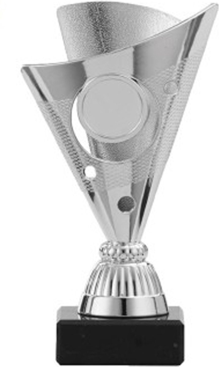 Trofee/beker-zilver-kuststof-15 cm x 8.5 cm