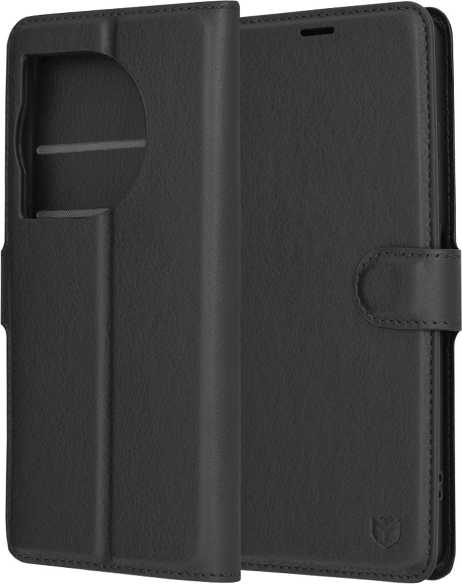 Techsuit Leather Folio Book Wallet Case hoesje voor OnePlus 12R - Zwart