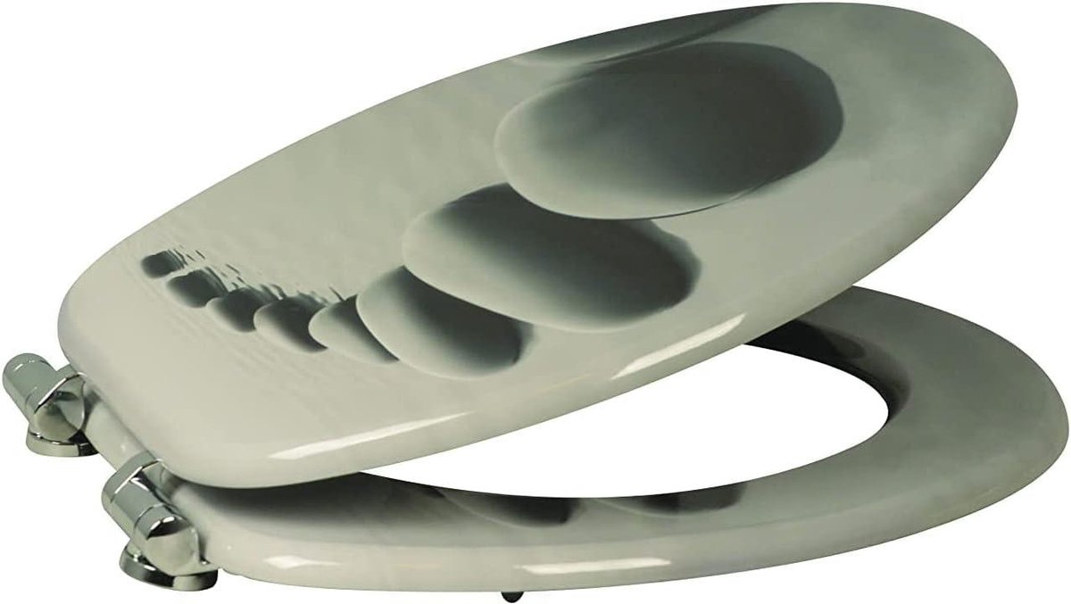 Yelcona WC-bril met softclosemechanisme met motief, wc-bril met hoog zitcomfort, wc-deksel met robuuste en stabiele houten kern, hoogwaardig houten toiletdeksel (balans