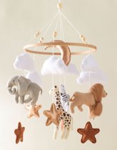 Parc Bébé mobile Animaux Safari - Feutre et Bois - Berceau mobile - Cadeau maternité
