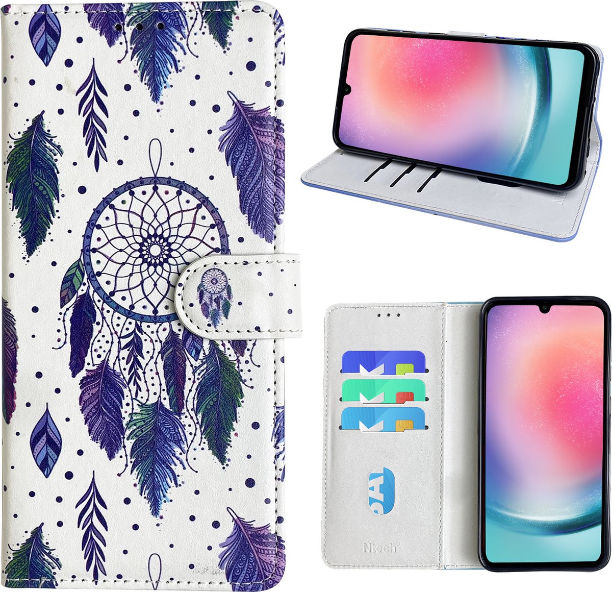 Hoesje geschikt voor Samsung Galaxy A24 Bookcase met dromenvanger print