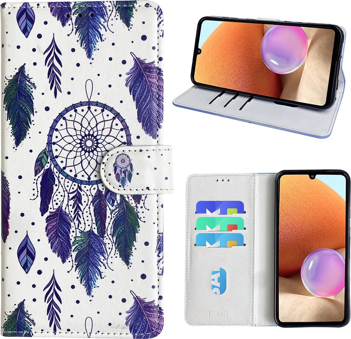 Hoesje geschikt voor Samsung Galaxy A32 4G Bookcase met dromenvanger print