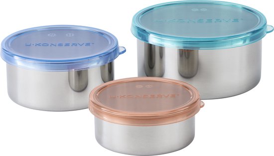U-Konserve - trio gigogne - récipients alimentaires ronds en inox avec couvercle en silicone (lot de 3) - ciel tropical