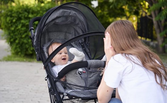 1 Stuks Zwart - Klamboe voor kinderwagen - voor kinderwagen insectenbescherming - voor buggy met ritssluiting muggennet - voor kinderwagens ideale bescherming tegen steekmuggen, wespen en vliegen van Luxstyle — afbeelding 3