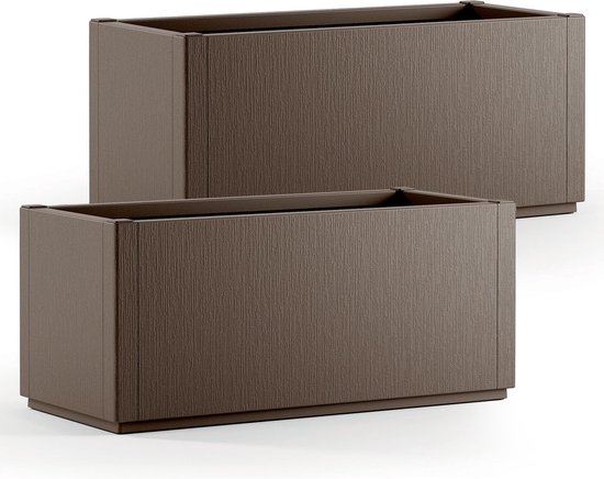 Casaria Jardinière Set de 2 - Antigel 80l 80x36x35cm - Marron