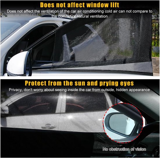 4 Stuks (2 Voor+2 Achter)Zomer Autohoes - Autoruitenschermen - Hoge Rekbare Auto Zijruitenscherm - voor Privacy Blackout - en UV-bestendig -bescherming Zonnescherm Blocker - voor Baby Familie Huisdier, Auto-accessoires van CarChamps — afbeelding 2