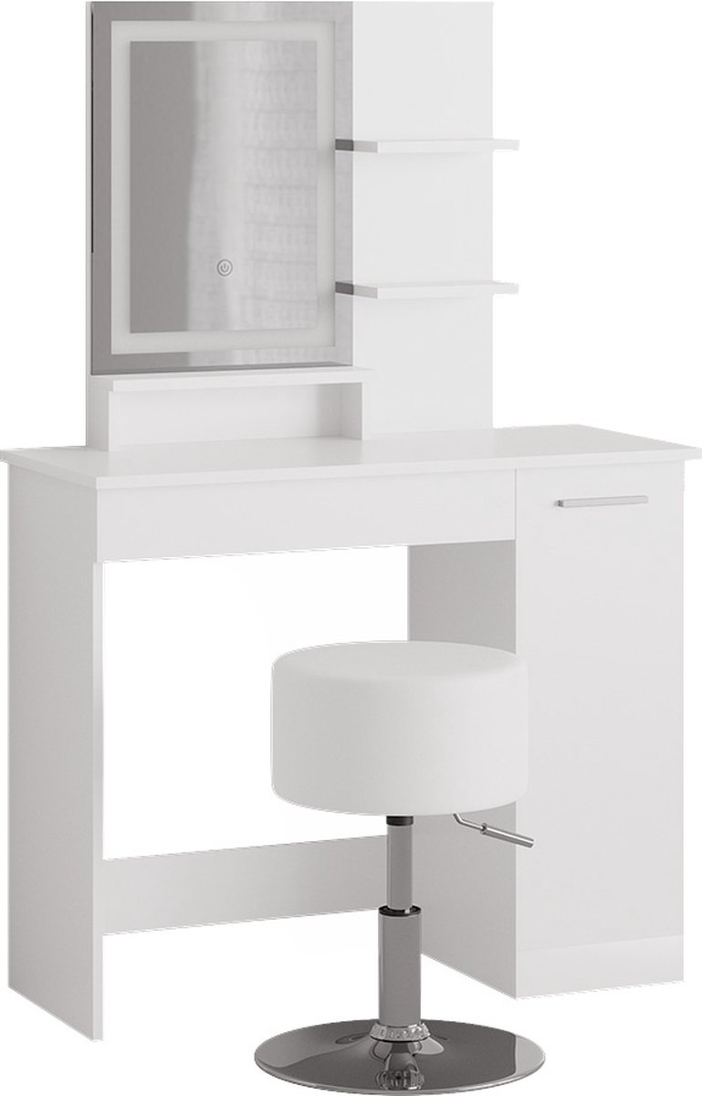 Vicco Julia Make-uptafel, kaptafel, met ledspiegel en kruk, 90 x 138 cm Vicco Julia Make-uptafel, kaptafel, met ledspiegel en kruk, 90 x 138 cm