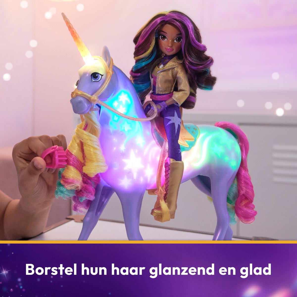 Unicorn Academy - Sophia & Regenboog Lichtmagie Wildstar - Modepop met Interactieve Eenhoorn met licht geluid en muziek — afbeelding 12