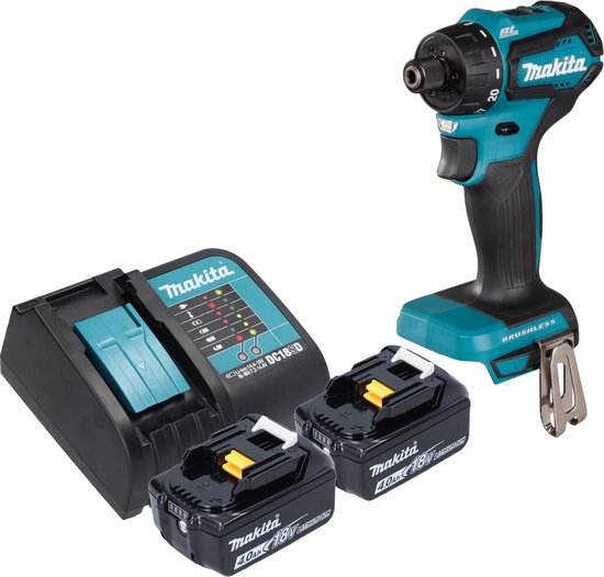 Makita DDF 083 SM accuboormachine 18 V 40 Nm 1/4'' borstelloos + 2x accu 4.0 Ah + lader