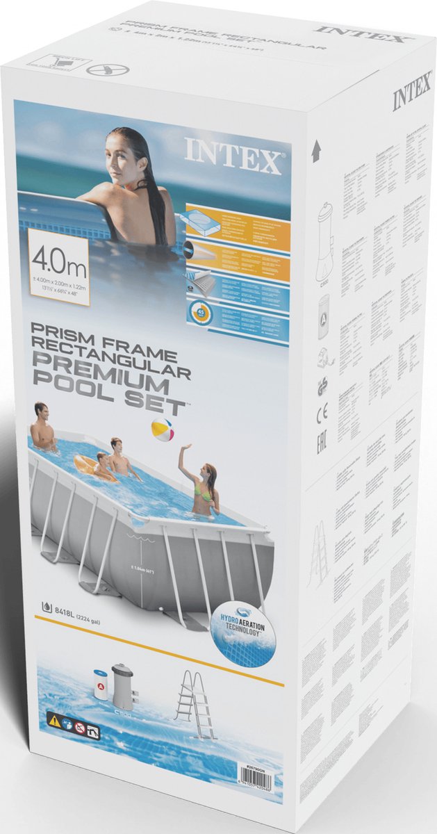 Intex Prism Frame kit piscine avec pompe de filtration - 400 x 200 x 122 cm