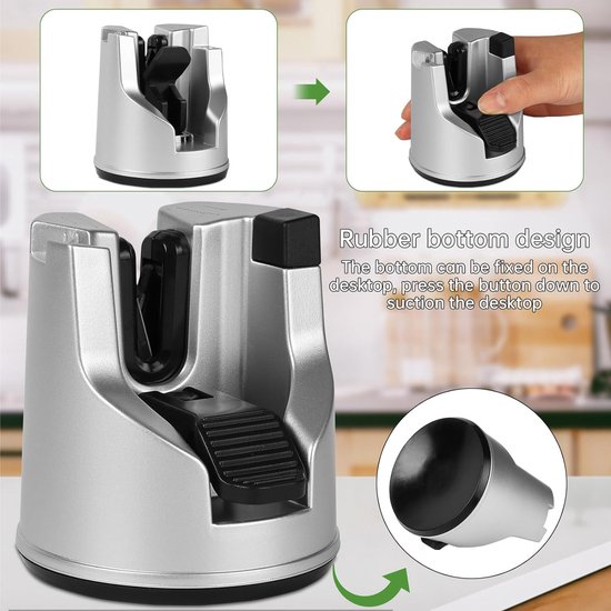 Aiguiseur De Couteaux Professionnel Dachiy - Avec Ventouse, Réglage Automatique D'angle - Pour Couteaux Droits, Dentelés Et Ciseaux - 12