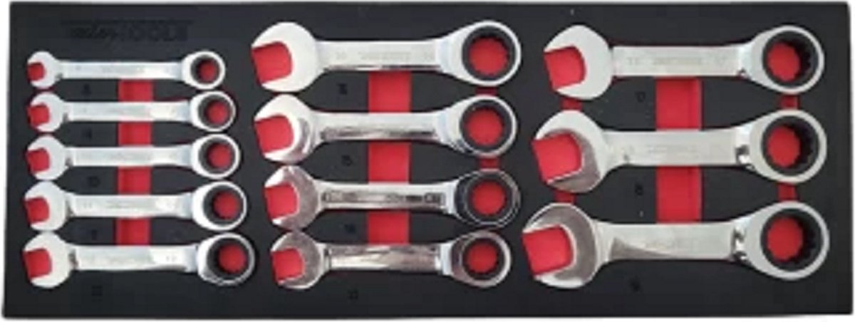 Ratelring-steeksleutelset extra kort 8 - 19 mm 12-dlg-Weber Tools