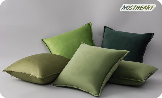 Kussensloop 50 x 50 cm, vert, lot de 4 taies d'oreiller en velours, housse de coussin, dégradé de couleur vert, coussins décoratifs, housse avec fermeture éclair cachée, pour canapé, chambre,
