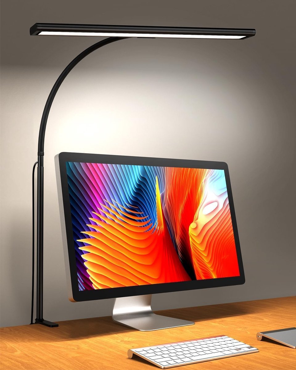 StayPowered LED Bureaulamp - Voor Ultieme Helderheid en Flexibiliteit - 10W Superhelder - 3 Kleurtemperaturen - 10 Helderheidsniveaus - Flexibele Zwanenhals - Stevige Klem - Inclusief USB Adapter - Zwart - Levering Sneller dan Aangegeven!