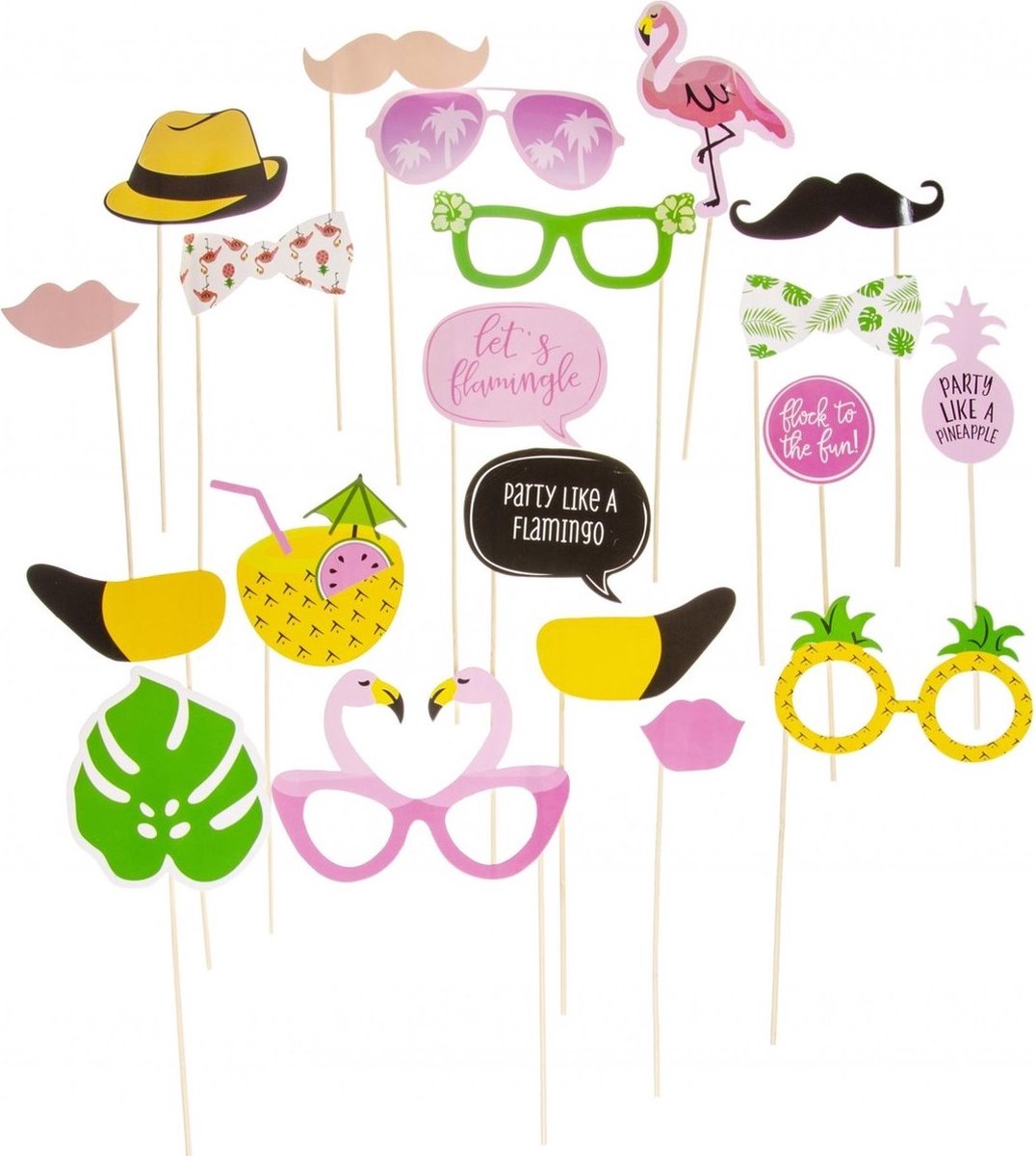 relaxdays fotohokje rekwisieten Hawaii - foto props - Fotoboothaccessoires - 20 delen