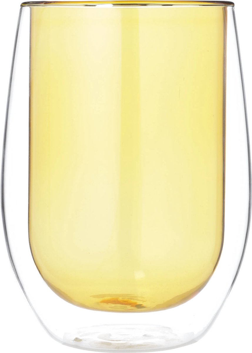 Blokker Dubbelwandig Theeglas 35cl - Koffieglas Geel