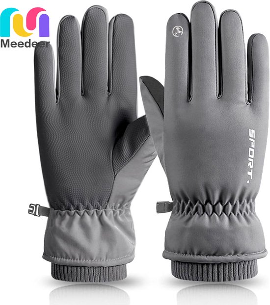 Long Keeper Lederen handschoenen - winterhandschoenen touchscreen zwart warme leren handschoenen heren elegant winddicht regen fleece handschoenen voor heren motorfiets rijden winter, Zwart #2, Eén