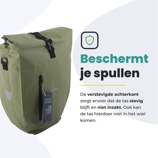 Voltano Luxe Fietstas 28L - Enkele Pakaftas - Mos Groen - 100% Waterdicht - Met Schouderband van Voltano — afbeelding 5