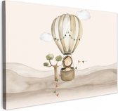 Peinture sur toile 120x80 cm - Décoration murale chambre enfant Montgolfière - Lion - Aquarelle - Safari - Animaux - Décoration murale murale chambre bébé - Décoration chambre garçon et fille - Accessoires Bébé - Peintures