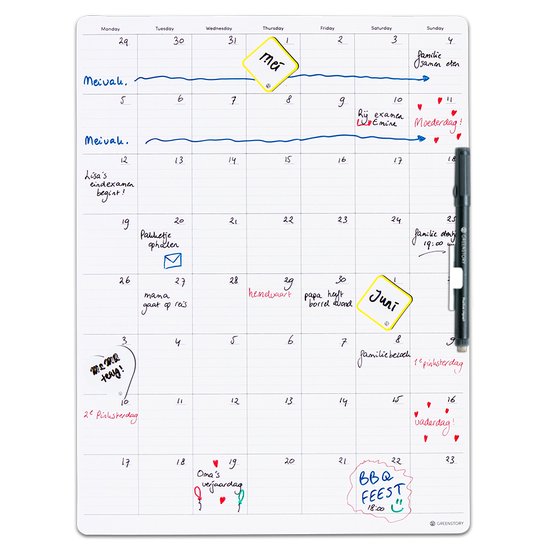GreenStory - Sticky Whiteboard - Planificateur mensuel 2 mois