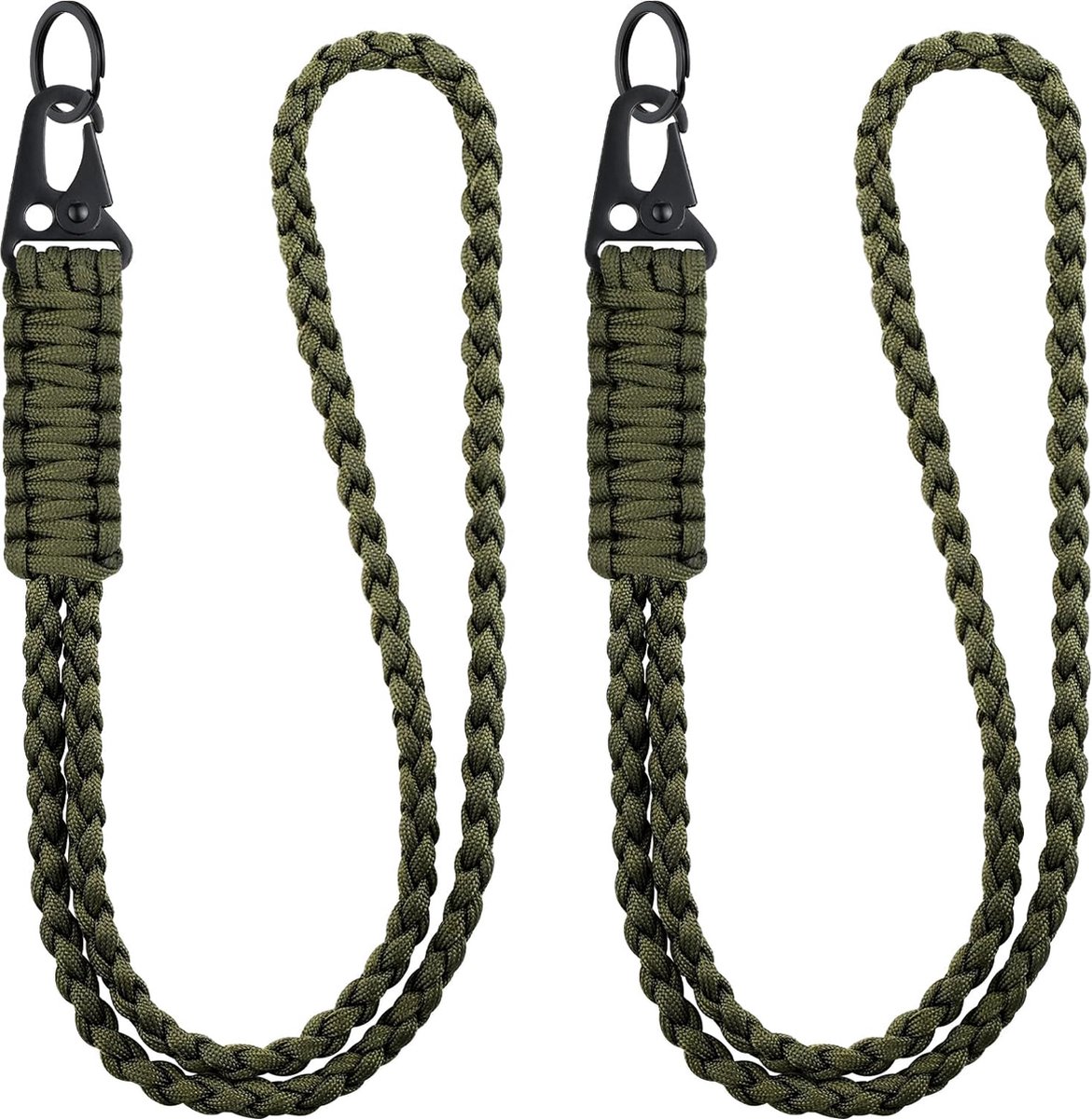 Paracord Heavy Duty 550 Lanyards met Badgehouder & GSM Bevestigingsplaatjes - Universeel Telefoonkoord - Karabijnhaak Keycord Strap - Sleutelkoord Telefoonketting - Telefoon Koord - Kaarthouder Keykoord - ID Pashouder Nekkoord - Phone Ketting/Cord