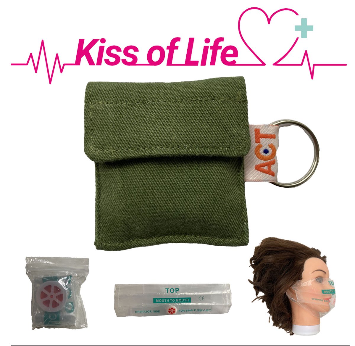 Goedkoopste Reanimatiemasker Kiss of Life| Sleutelhanger | Donkergroen | Beademingsmasker | Handgemaakt | € 2,50 per item naar ACT | Steun het GOEDE DOEL! | Circulaire economie | Up-cycling