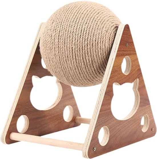 Meowoou 89 cm krabpaal, krabpaal voor katten binnenshuis voor volwassenen en kittens, krabpaal met sisaltouw, schattige hoge krabpaal voor katten met hangende bal